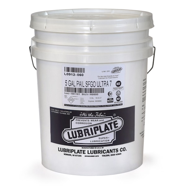 Lubriplate Sfgo Ultra 7, 5 Gal Pail, H-1/Food Grade Synthetic Fluid For Freezer Chain And Penetrating, Iso-7 L0912-060 - main